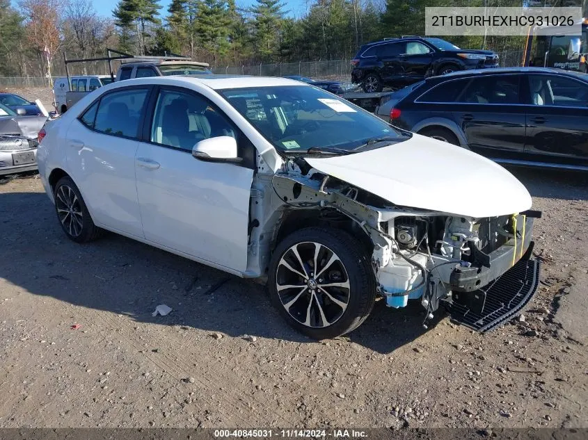 2017 Toyota Corolla L/Le/Xle/Se/Xse VIN: 2T1BURHEXHC931026 Lot: 40845031