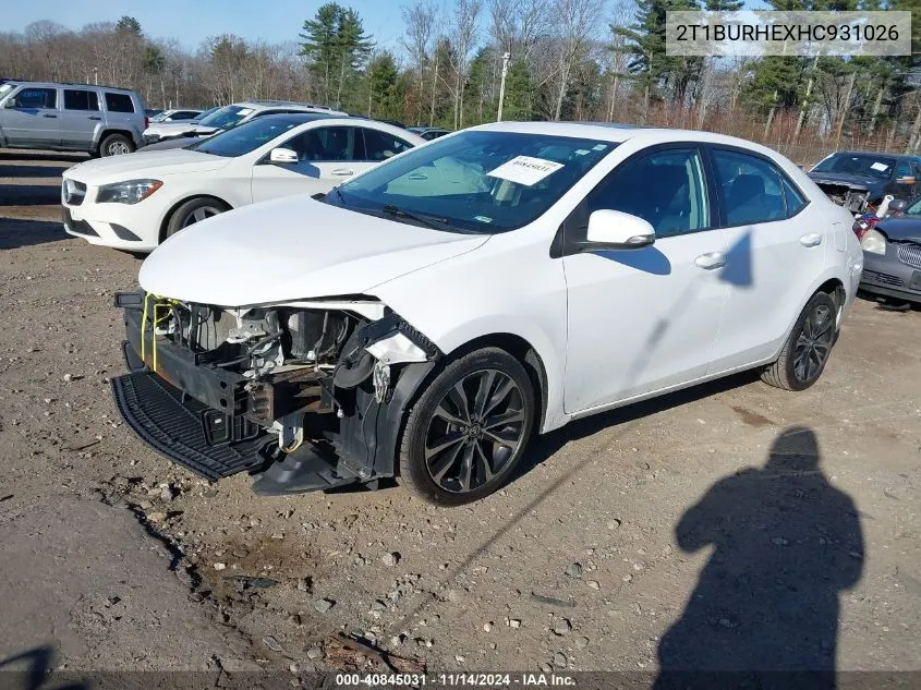 2017 Toyota Corolla L/Le/Xle/Se/Xse VIN: 2T1BURHEXHC931026 Lot: 40845031