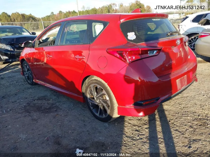 2017 Toyota Corolla Im VIN: JTNKARJE6HJ531242 Lot: 40847102