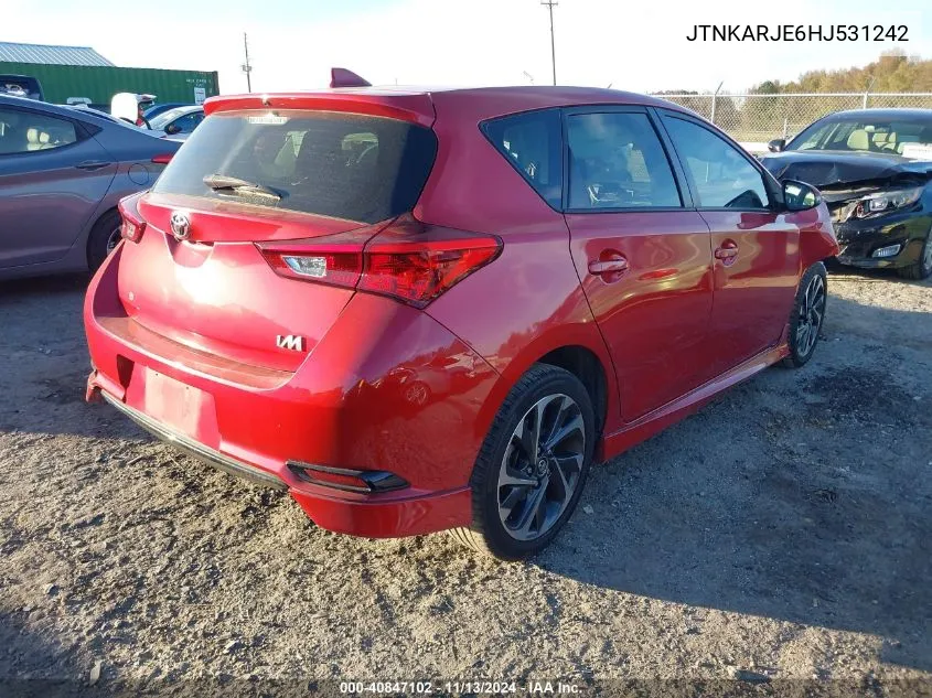 2017 Toyota Corolla Im VIN: JTNKARJE6HJ531242 Lot: 40847102