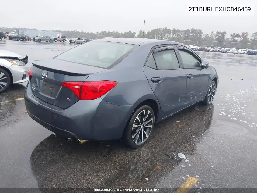 2017 Toyota Corolla Se VIN: 2T1BURHEXHC846459 Lot: 40849570