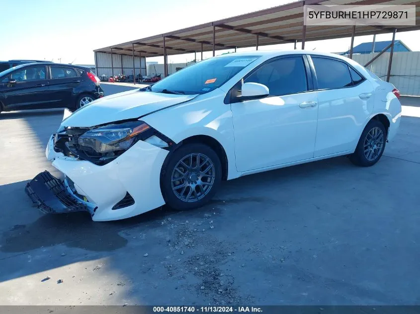 2017 Toyota Corolla Le VIN: 5YFBURHE1HP729871 Lot: 40851740