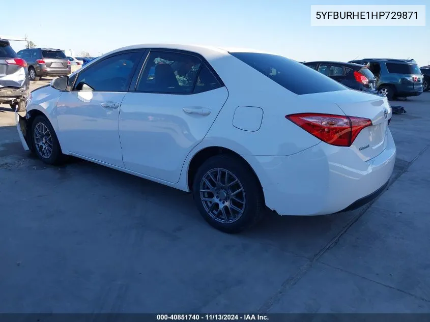 2017 Toyota Corolla Le VIN: 5YFBURHE1HP729871 Lot: 40851740