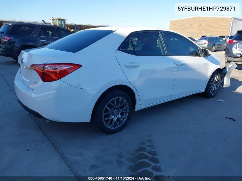 2017 Toyota Corolla Le VIN: 5YFBURHE1HP729871 Lot: 40851740