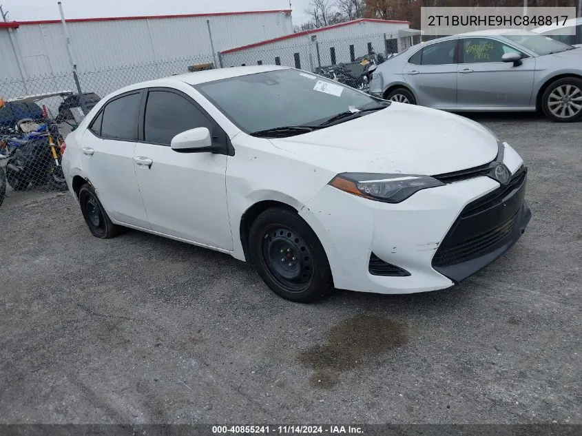 2017 Toyota Corolla Le VIN: 2T1BURHE9HC848817 Lot: 40855241