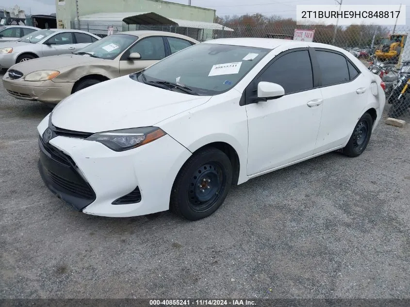 2017 Toyota Corolla Le VIN: 2T1BURHE9HC848817 Lot: 40855241