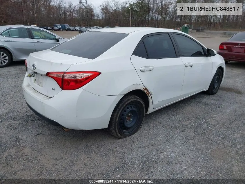 2017 Toyota Corolla Le VIN: 2T1BURHE9HC848817 Lot: 40855241