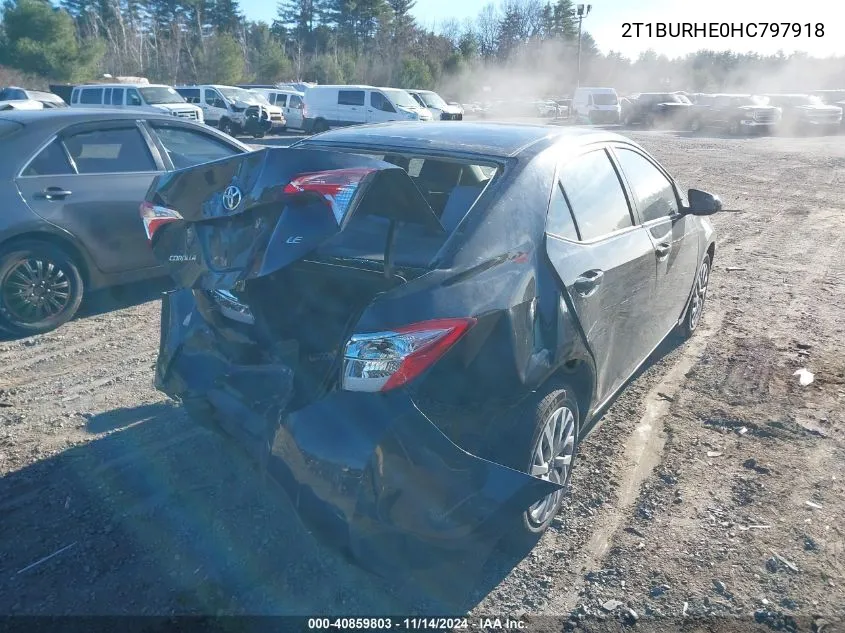 2017 Toyota Corolla Le VIN: 2T1BURHE0HC797918 Lot: 40859803