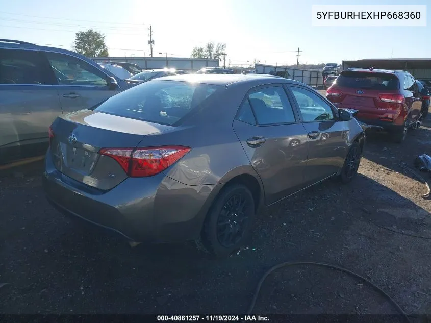 2017 Toyota Corolla Le VIN: 5YFBURHEXHP668360 Lot: 40861257