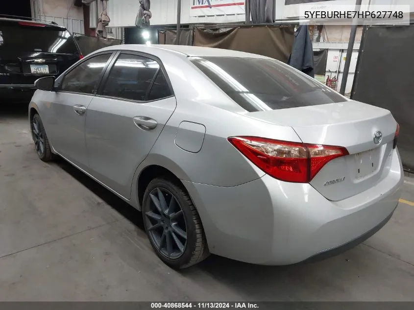 2017 Toyota Corolla Le VIN: 5YFBURHE7HP627748 Lot: 40868544