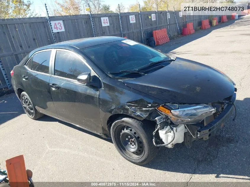 2017 Toyota Corolla Le VIN: 2T1BURHE2HC748073 Lot: 40872975