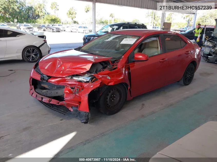 2017 Toyota Corolla Le VIN: 2T1BURHE3HC957239 Lot: 40873957