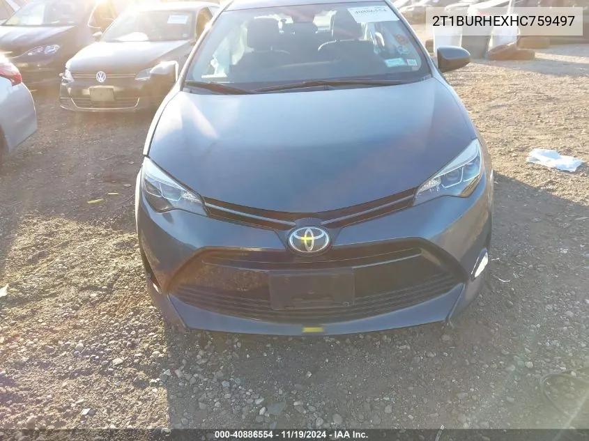 2017 Toyota Corolla Xle VIN: 2T1BURHEXHC759497 Lot: 40886554