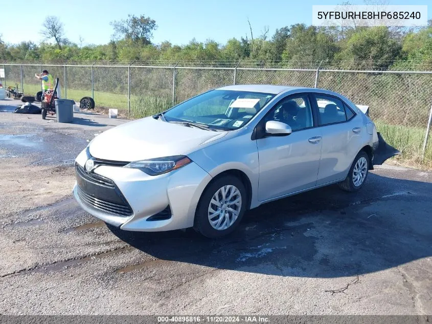 2017 Toyota Corolla Le VIN: 5YFBURHE8HP685240 Lot: 40895816