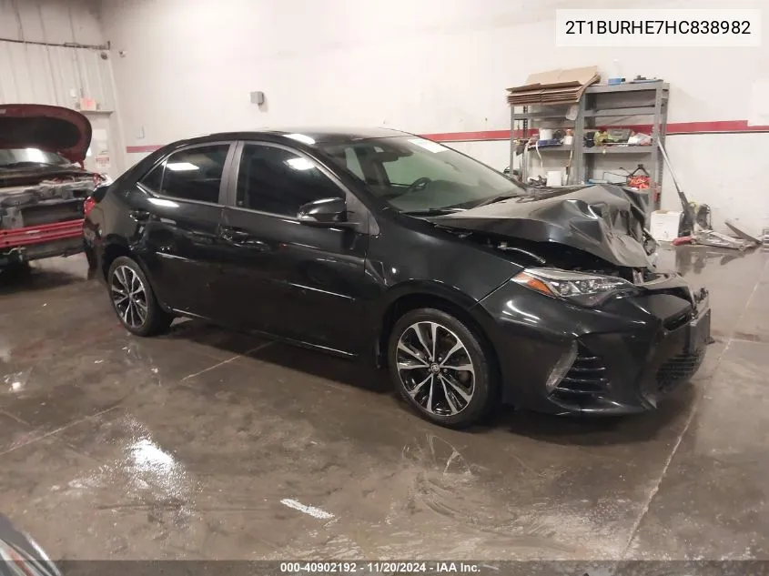 2017 Toyota Corolla Se VIN: 2T1BURHE7HC838982 Lot: 40902192