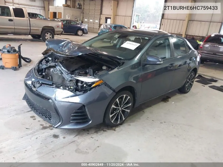 2017 Toyota Corolla Se VIN: 2T1BURHE6HC759433 Lot: 40902649