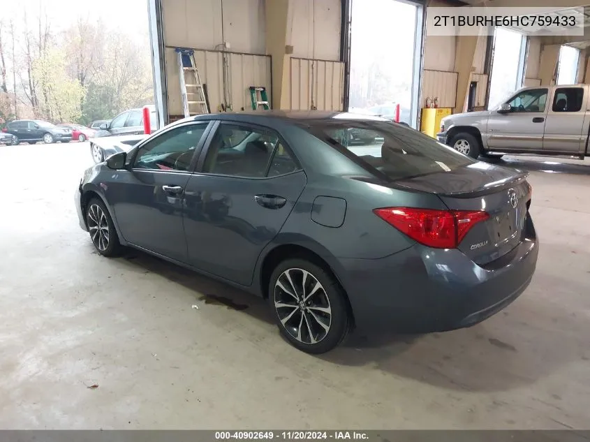 2017 Toyota Corolla Se VIN: 2T1BURHE6HC759433 Lot: 40902649