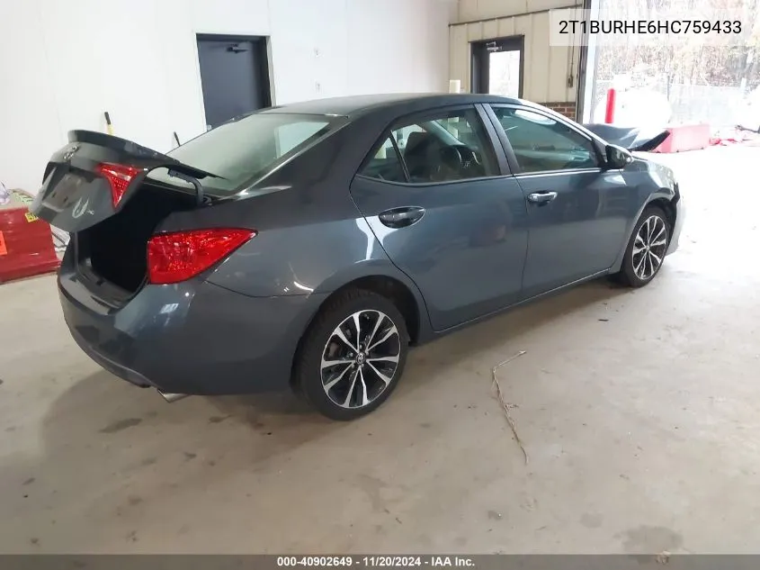 2017 Toyota Corolla Se VIN: 2T1BURHE6HC759433 Lot: 40902649