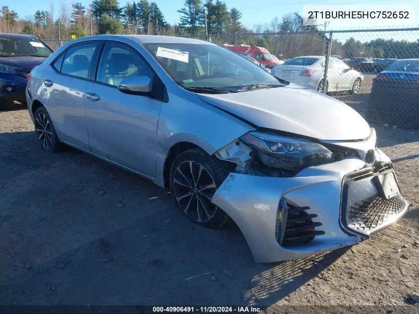 2017 Toyota Corolla L/Le/Xle/Se/Xse VIN: 2T1BURHE5HC752652 Lot: 40906491