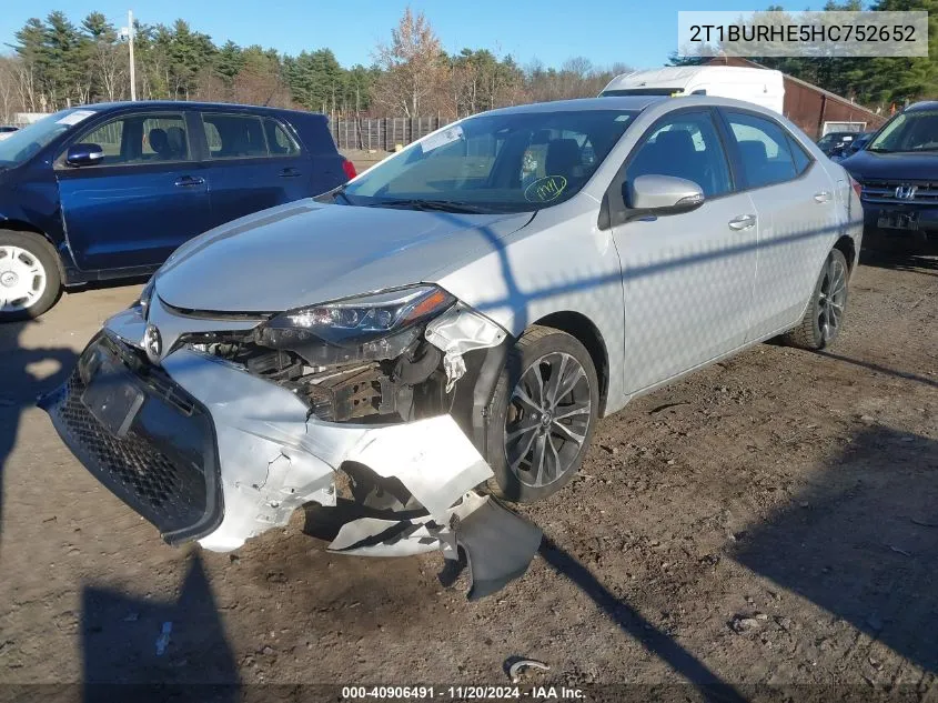 2017 Toyota Corolla L/Le/Xle/Se/Xse VIN: 2T1BURHE5HC752652 Lot: 40906491