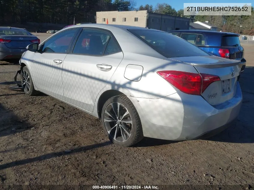 2017 Toyota Corolla L/Le/Xle/Se/Xse VIN: 2T1BURHE5HC752652 Lot: 40906491