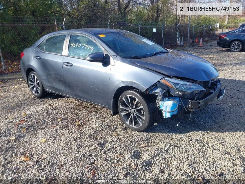 2017 Toyota Corolla Se VIN: 2T1BURHE5HC749153 Lot: 40907759