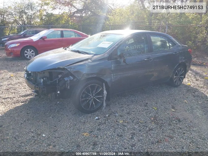 2017 Toyota Corolla Se VIN: 2T1BURHE5HC749153 Lot: 40907759