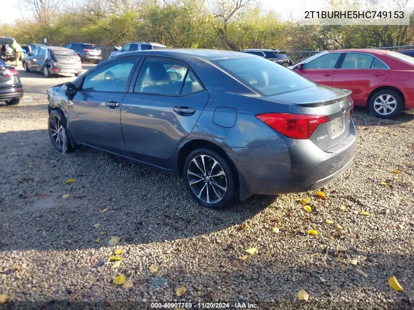 2017 Toyota Corolla Se VIN: 2T1BURHE5HC749153 Lot: 40907759