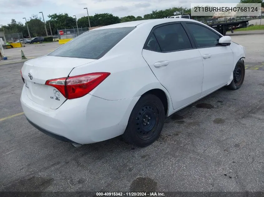 2017 Toyota Corolla Le VIN: 2T1BURHE5HC768124 Lot: 40915342