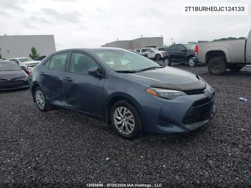 2018 Toyota Corolla Le VIN: 2T1BURHE0JC124133 Lot: 12055656