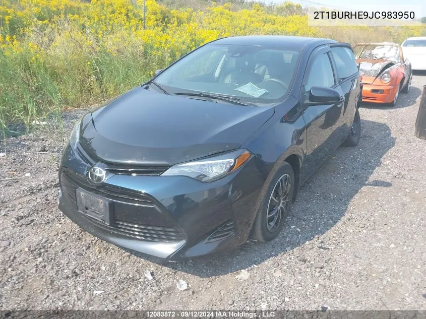 2018 Toyota Corolla Le VIN: 2T1BURHE9JC983950 Lot: 12083872