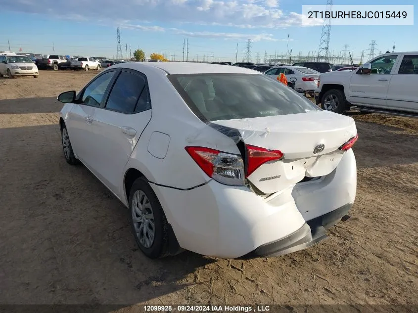 2018 Toyota Corolla L/Le/Xle/Se/Xse VIN: 2T1BURHE8JC015449 Lot: 12099928