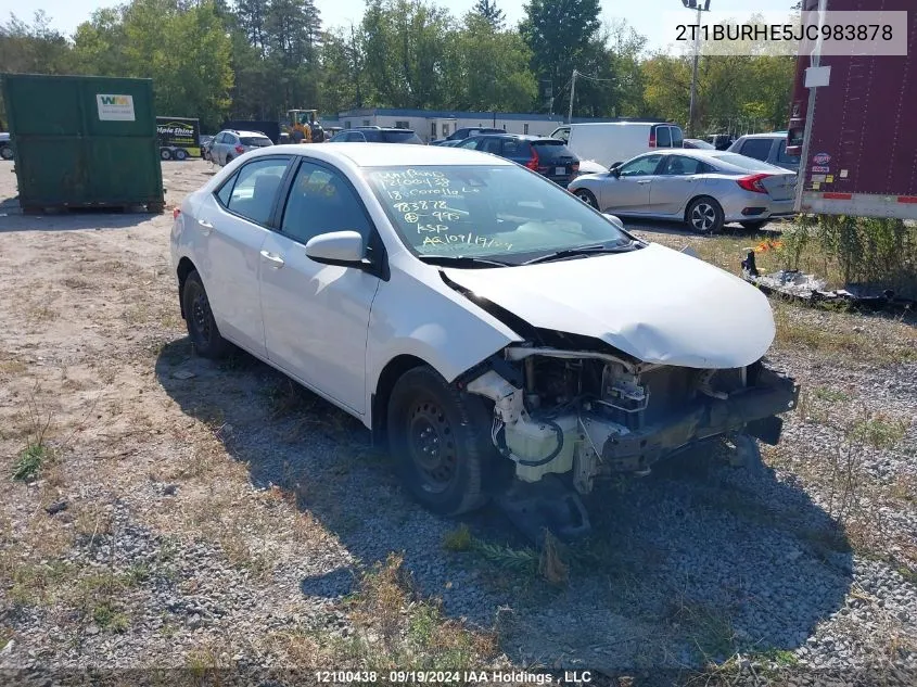 2018 Toyota Corolla Le VIN: 2T1BURHE5JC983878 Lot: 12100438