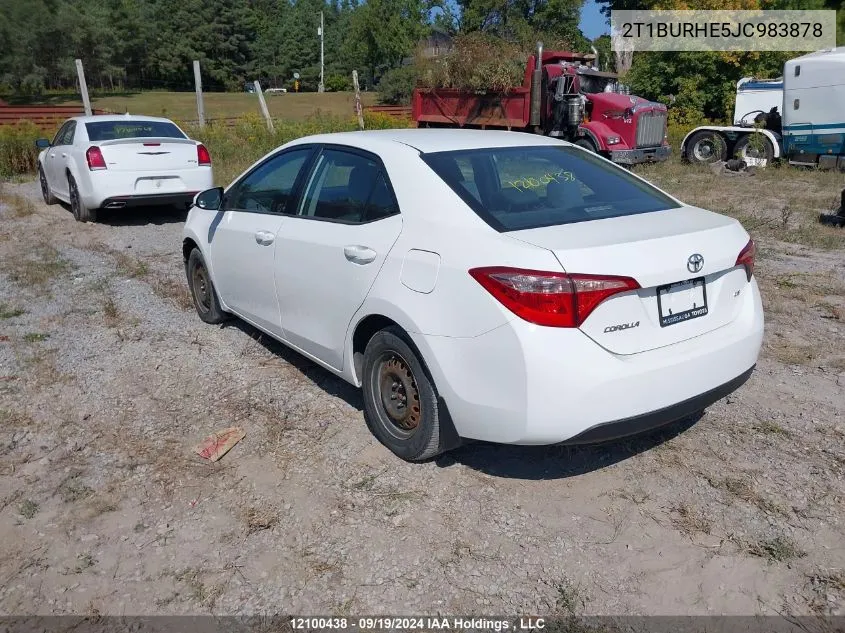 2018 Toyota Corolla Le VIN: 2T1BURHE5JC983878 Lot: 12100438