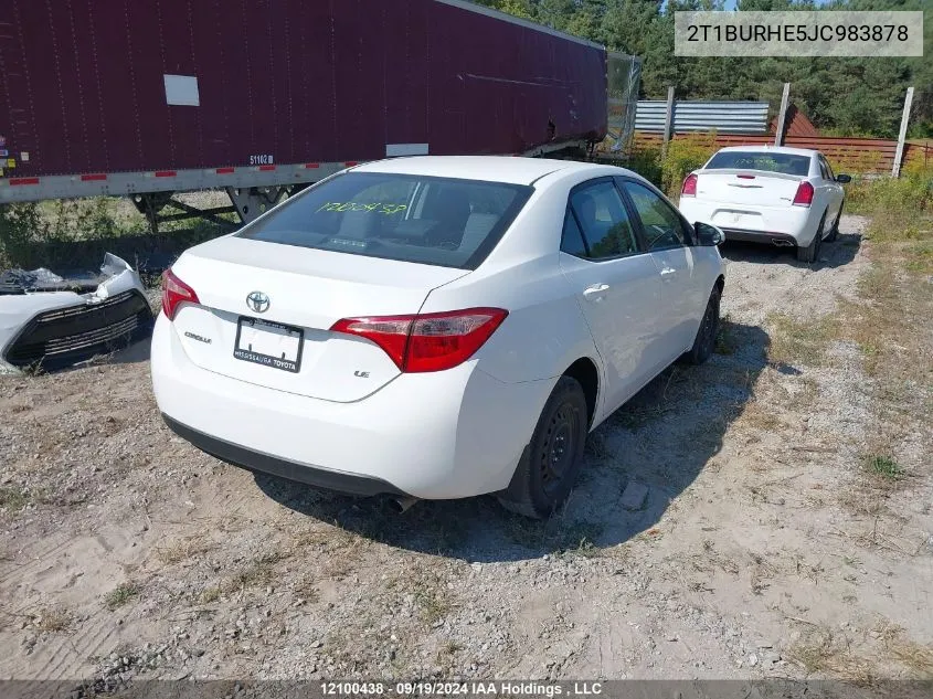 2018 Toyota Corolla Le VIN: 2T1BURHE5JC983878 Lot: 12100438