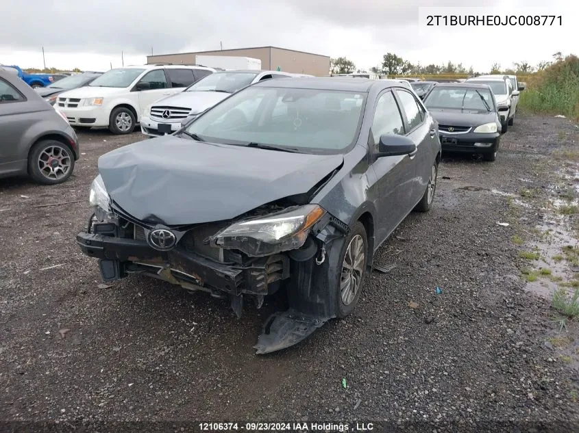 2018 Toyota Corolla VIN: 2T1BURHE0JC008771 Lot: 12106374