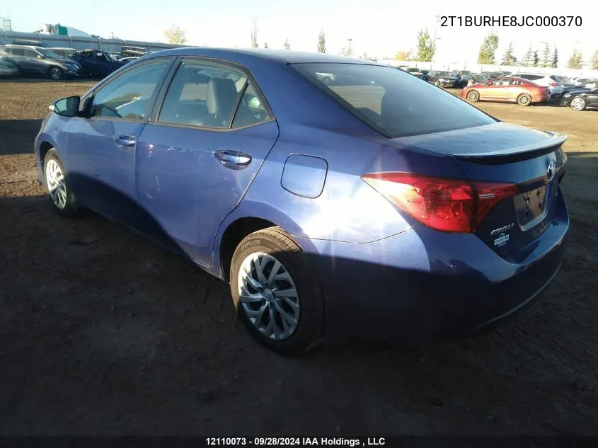 2018 Toyota Corolla L/Le/Xle/Se/Xse VIN: 2T1BURHE8JC000370 Lot: 12110073