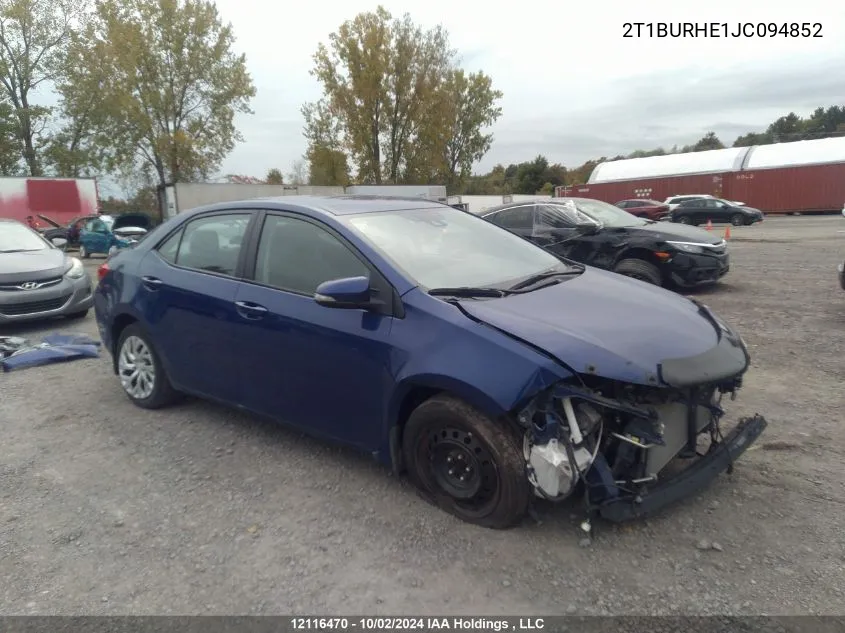 2018 Toyota Corolla Se VIN: 2T1BURHE1JC094852 Lot: 12116470