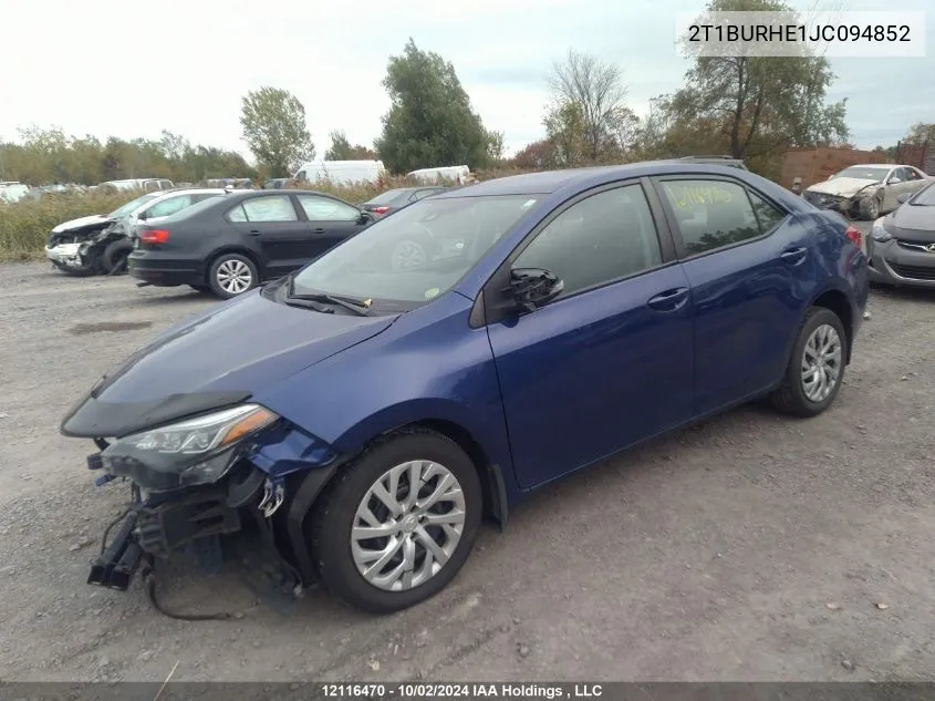 2018 Toyota Corolla Se VIN: 2T1BURHE1JC094852 Lot: 12116470