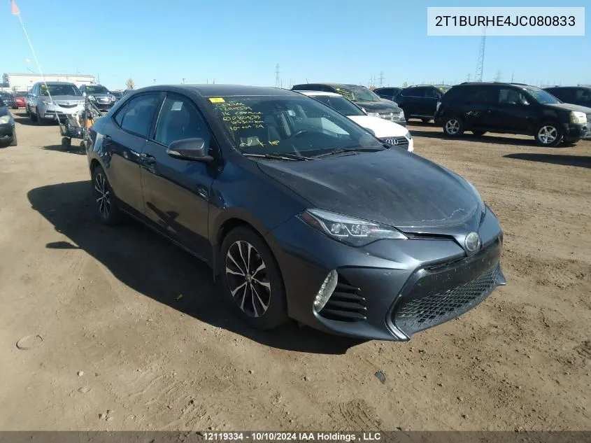 2018 Toyota Corolla L/Le/Xle/Se/Xse VIN: 2T1BURHE4JC080833 Lot: 12119334