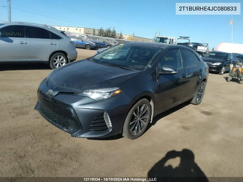 2018 Toyota Corolla L/Le/Xle/Se/Xse VIN: 2T1BURHE4JC080833 Lot: 12119334