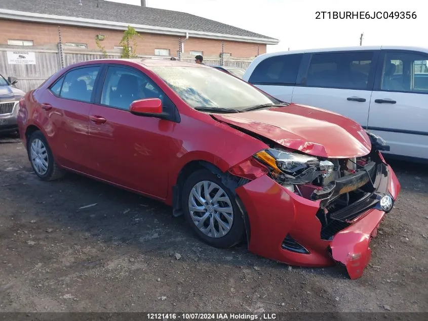 2018 Toyota Corolla L/Le/Xle/Se/Xse VIN: 2T1BURHE6JC049356 Lot: 12121416