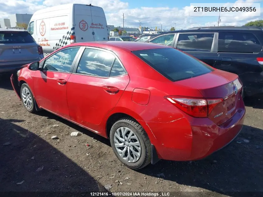 2018 Toyota Corolla L/Le/Xle/Se/Xse VIN: 2T1BURHE6JC049356 Lot: 12121416