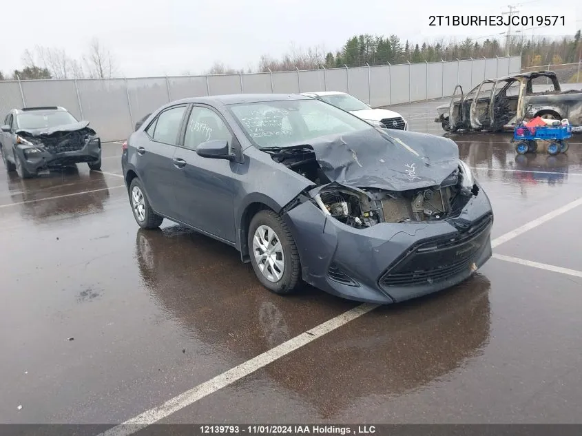 2018 Toyota Corolla L/Le/Xle/Se/Xse VIN: 2T1BURHE3JC019571 Lot: 12139793