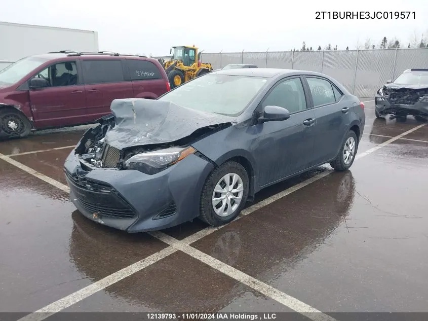 2018 Toyota Corolla L/Le/Xle/Se/Xse VIN: 2T1BURHE3JC019571 Lot: 12139793