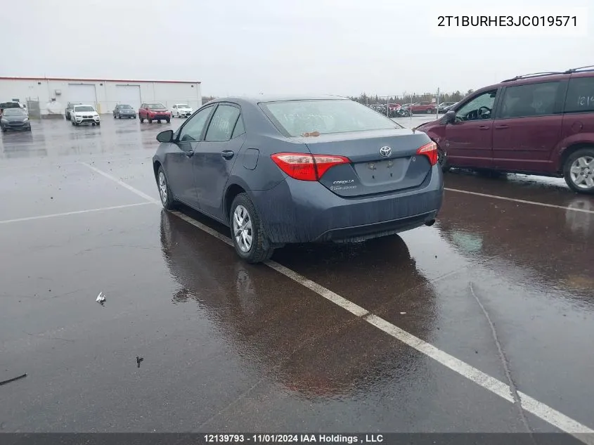 2018 Toyota Corolla L/Le/Xle/Se/Xse VIN: 2T1BURHE3JC019571 Lot: 12139793