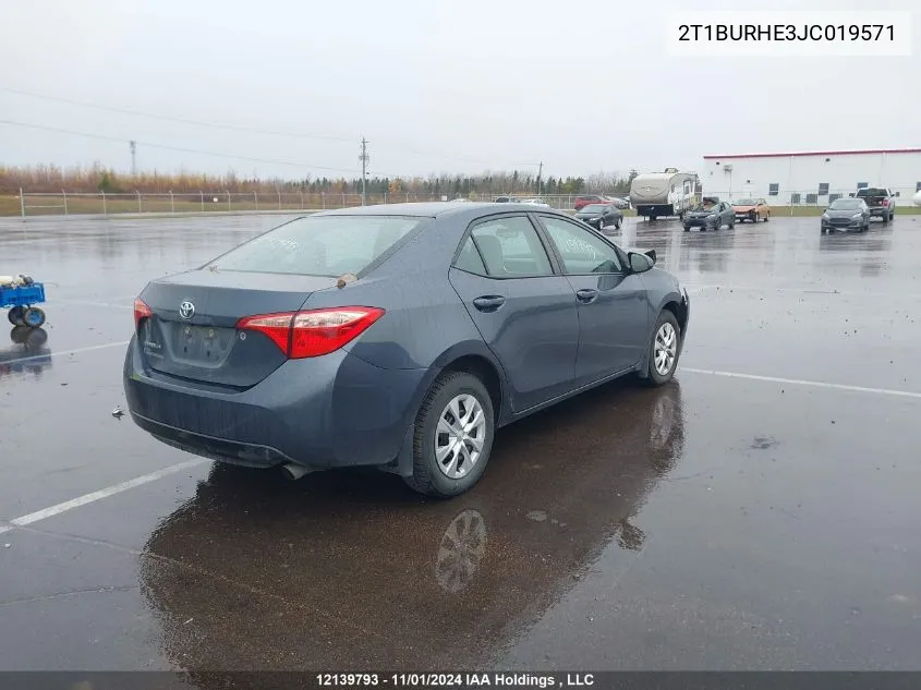 2018 Toyota Corolla L/Le/Xle/Se/Xse VIN: 2T1BURHE3JC019571 Lot: 12139793