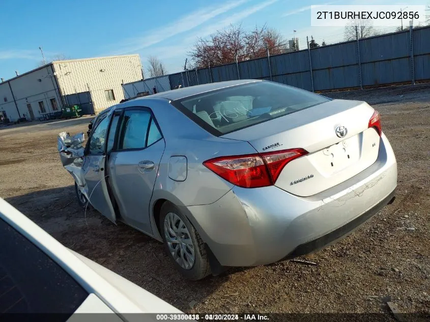 2018 Toyota Corolla Le VIN: 2T1BURHEXJC092856 Lot: 39300438