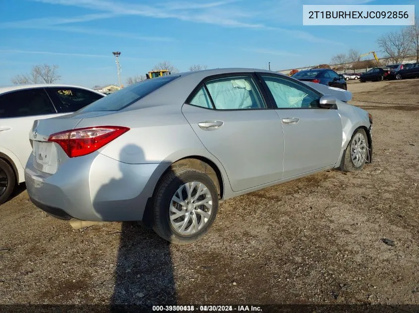 2018 Toyota Corolla Le VIN: 2T1BURHEXJC092856 Lot: 39300438