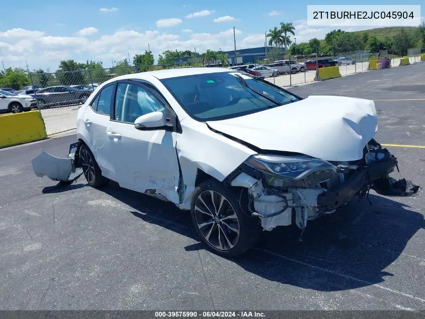 2018 Toyota Corolla Se VIN: 2T1BURHE2JC045904 Lot: 39575990